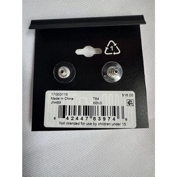 Napier Silver Toned Pebble Double Stud Earrings NWT - Picture 2 of 7